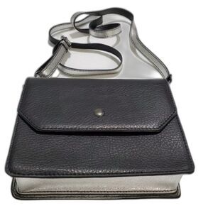 silver and black colorblock crossbody bag square by MMS